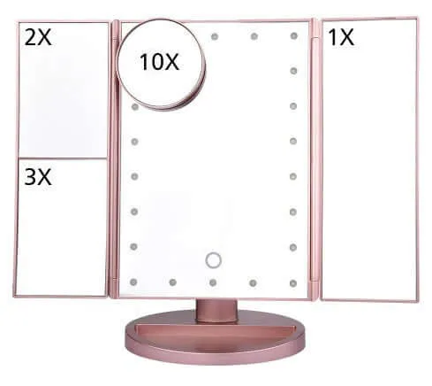 Cosmetic makeup mirror with 24 LED magnifying lights